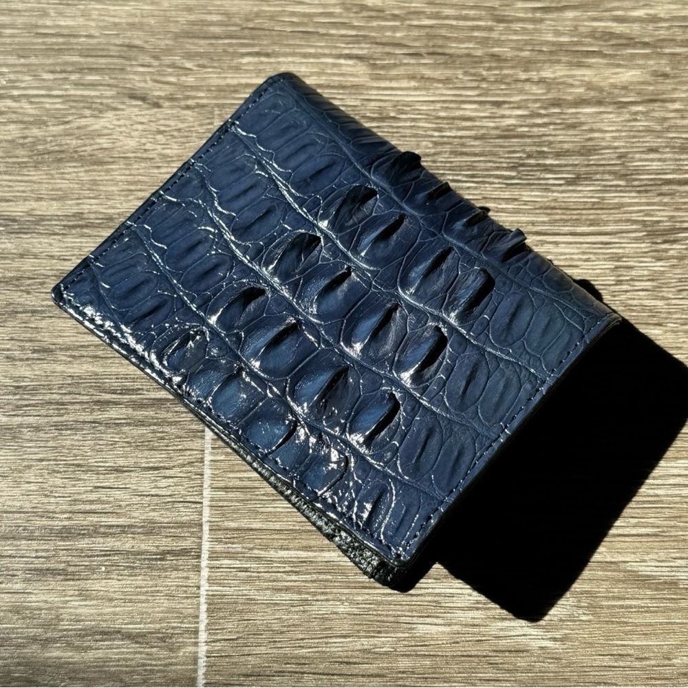Genuine Croc Leather Wallet Dark Cobalt Color - Picture 12 of 12
